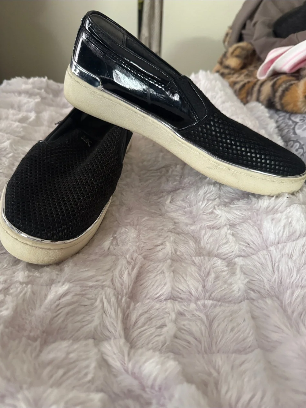 Michael Kors Black Slip-On Loafers with White Sole